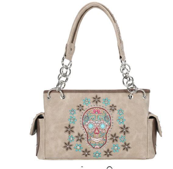 MW1121G-8085 TN  Montana West Sugar Skull Collection Concealed Carry Satchel