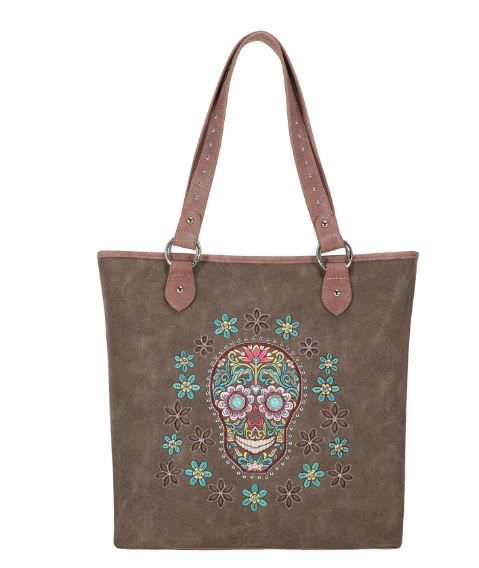 MW1121G-8317 CF Montana West Sugar Skull Collection Concealed Carry Tote