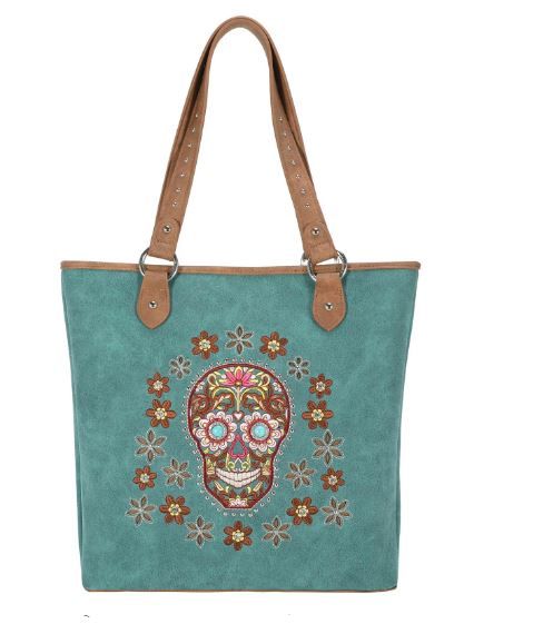 MW1121G-8317 TQ Montana West Sugar Skull Collection Concealed Carry Tote