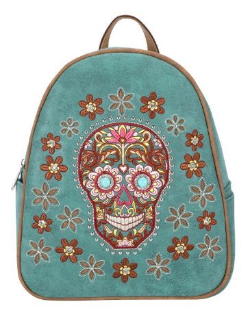 MW1121G-9110 TQ Montana West Sugar Skull Collection Backpack