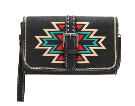 MW1123-063 BK Montana West Aztec Collection Wallet/Crossbody