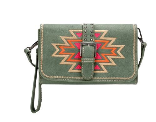 MW1123-063 GN Montana West Aztec Collection Wallet/Crossbody