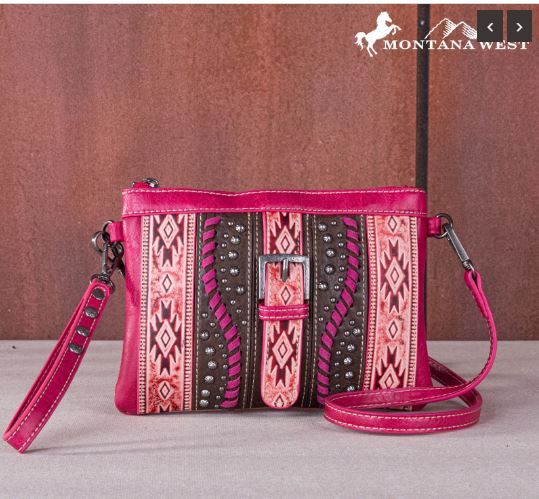 MW1134-181 BDY Montana West Aztec Tooled Collection Clutch/Crossbody