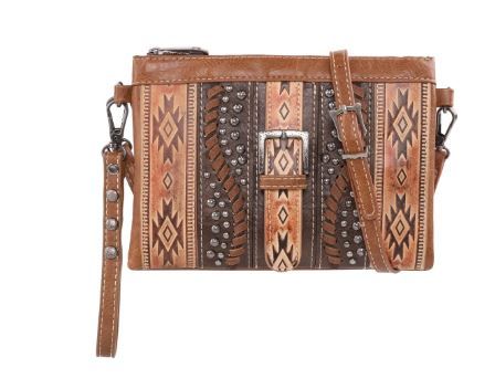 MW1134-181 BR1 Montana West Aztec Tooled Collection Clutch/Crossbody