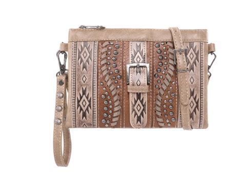 MW1134-181 KH Montana West Aztec Tooled Collection Clutch/Crossbody