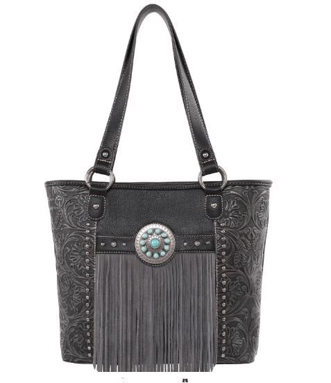 MW1146G-8317 BK  Montana West Fringe Collection Concealed Carry Tote