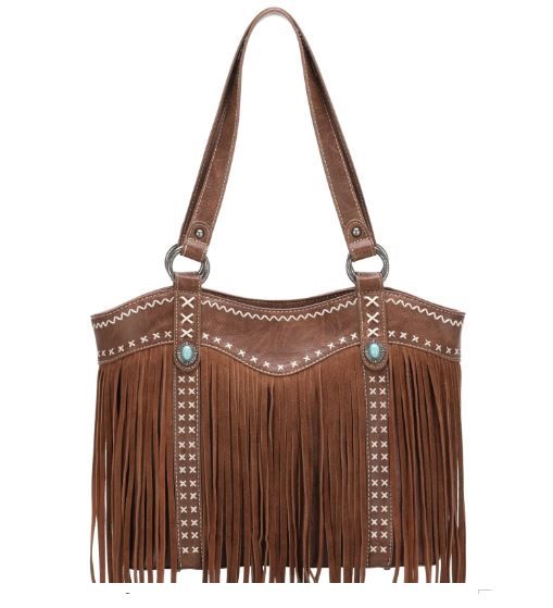 MW1149G-8317 BR  Montana West Fringe Collection Concealed Carry Tote