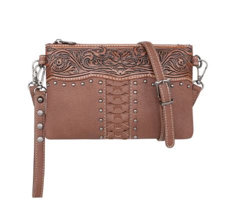 MW1155-181 BR Montana West Tooling Collection Clutch/Crossbody