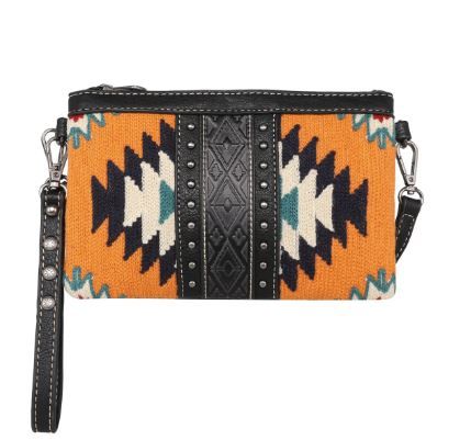 MW1172-181 BK Montana West Aztec Tapestry Clutch/Crossbody