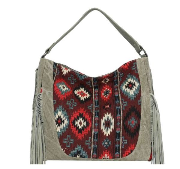 MW1174G-917 GN Montana West Aztec Tapestry Concealed Carry Hobo