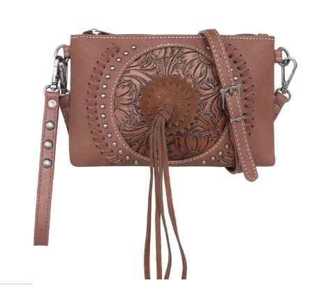 MW1176-181 BR  Wrangler Tooled Collection Clutch/Crossbody