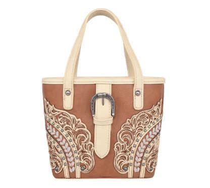 MW1177-923 BR  Montana West Cut-Out/Buckle Collection Small Tote/Crossbody