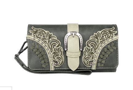 MW1177-W018 GN Montana West Cut-Out/Buckle Collection Wallet