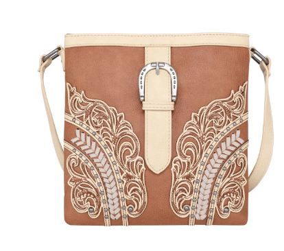 MW1177G-9360 BR  Montana West Cut-Out/Buckle Collection Concealed Carry Crossbody