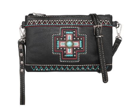 MW1199-181 BK  Montana West Concho Collection Crossbody/Wristlet