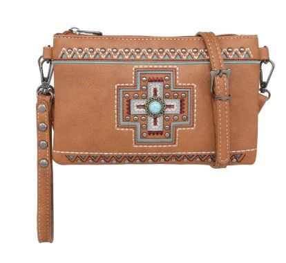 MW1199-181 BR  Montana West Concho Collection Crossbody/Wristlet