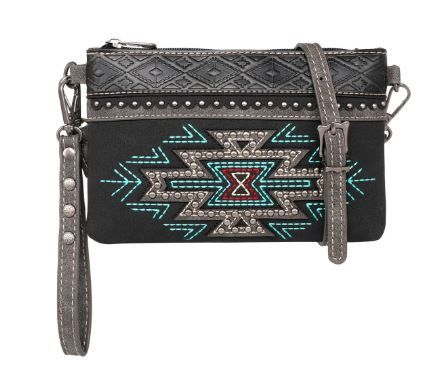 MW1207-181 BK Montana West Aztec Collection Clutch/Crossbody