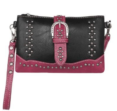 MW1209-181 BK Montana West Buckle Collection Clutch/Crossbody