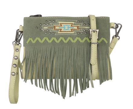 MW1214-181 GN  Montana West Aztec Collection Crossbody/Wristlet