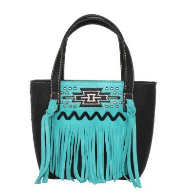 MW1214-923 BK  Montana West Aztec Collection Small Tote/Crossbody