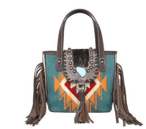 MW1215-923 CF Montana West Hair-On Cowhide  Aztec Small Tote/Crossbody