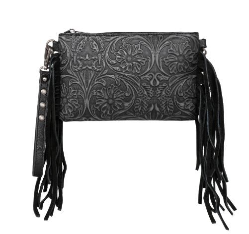 MW1217-181 BK Montana West Tooled Collection Clutch/Crossbody