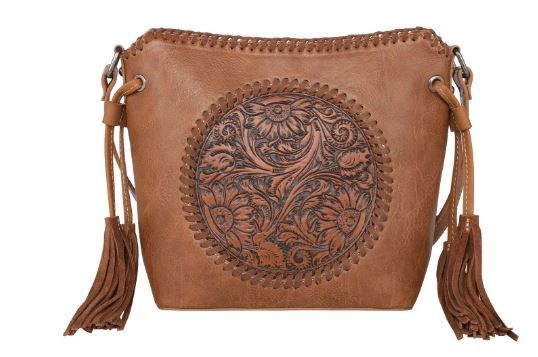 MW1218-8360 BR Montana West Tooled Collection Saddle Bag