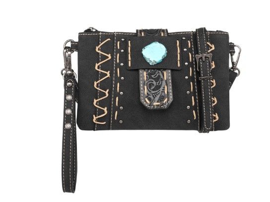 MW1221-181 BK Montana West Tooled Collection Clutch/Crossbody