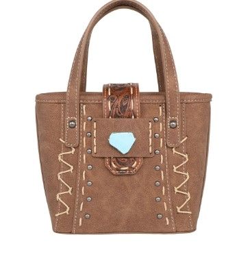 MW1221-923 BR Montana West Tooled Collection Small Tote/Crossbody