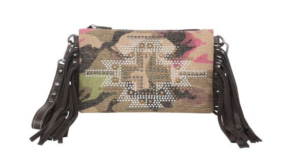 MW1226-181 CF Montana West Aztec Camo Print Canvas Crossbody/Wristlet