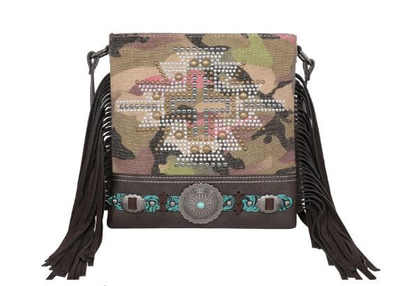 MW1226G-9360 CF Montana West Aztec  Camo Print Canvas Concealed Carry Crossbody