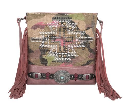 MW1226G-9360 PK Montana West Aztec  Camo Print Canvas Concealed Carry Crossbody