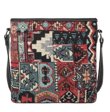 MW1228-8360 RD Montana West Aztec Cowhide Print Canvas Crossbody