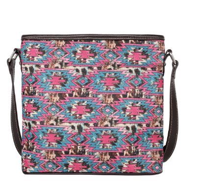 MW1230-8360 HPK Montana West Aztec Cowhide Print Canvas Crossbody