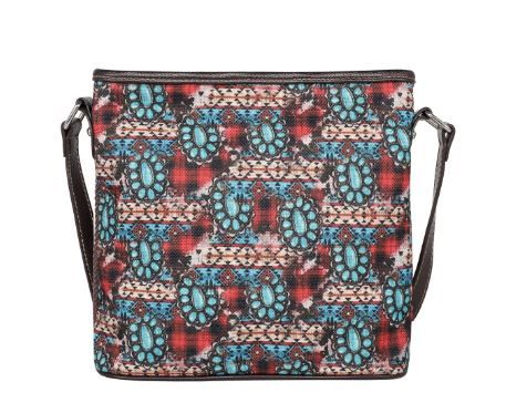 MW1234-8360 HPK Montana West Aztec Squash Blossom Print Canvas Crossbody