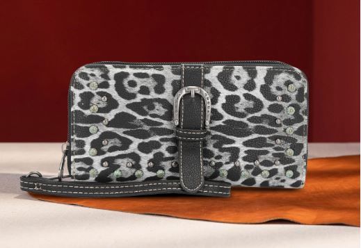 MW1240-W040 BK Montana West Leopard Print Collection Wallet 