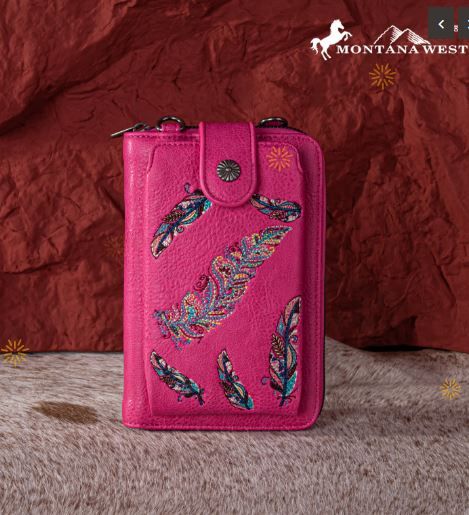 MW1242-183 HPK Montana West Embroidered Collection Phone Wallet/Crossbody