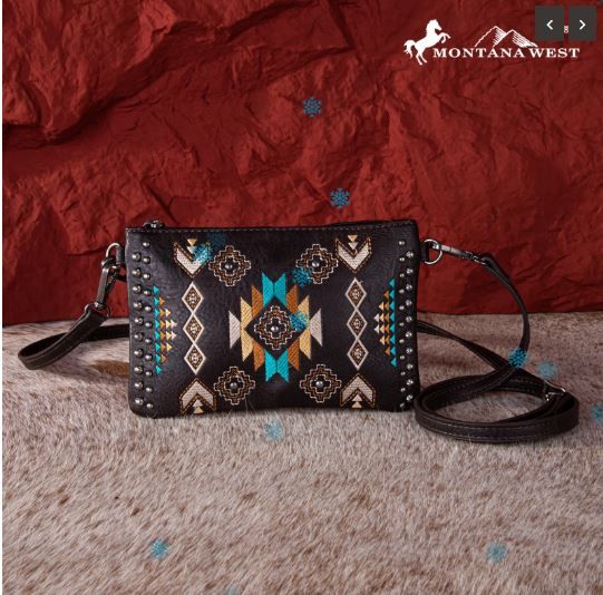 MW1245-181 CF Montana West Embroidered Collection Clutch/Crossbody