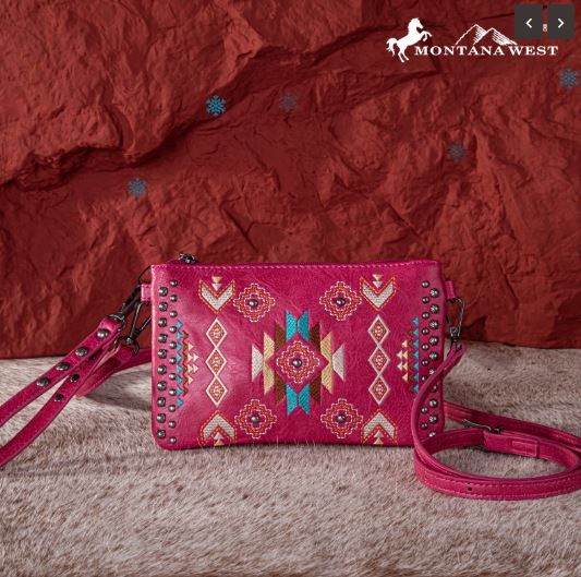 MW1245-181 HPK Montana West Embroidered Collection Clutch/Crossbody