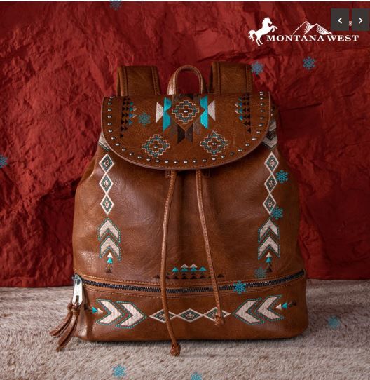 MW1245-9110 BR Montana West Embroidered Collection Backpack