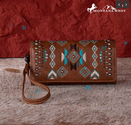 MW1245-W002 BR Montana West Embroidered Collection Wallet