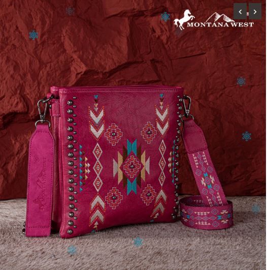 MW1245G-9360 HPK Montana West Embroidered Collection Concealed Carry Crossbody