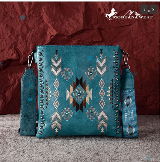 MW1245G-9360 TQ Montana West Embroidered Collection Concealed Carry Crossbody