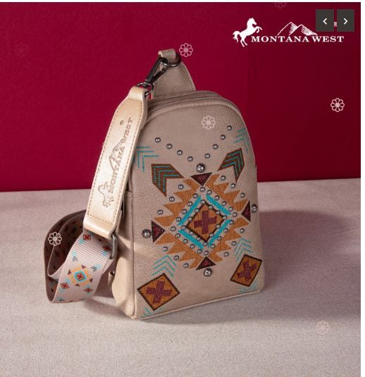 MW1248-210 TN Montana West Embroidered Aztec Collection Sling Bag