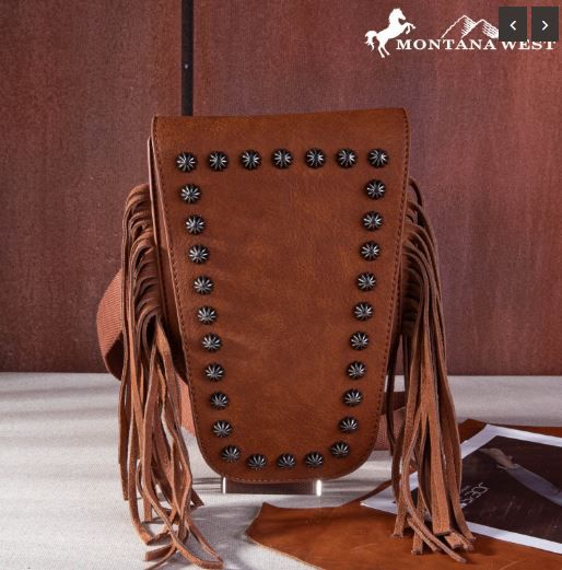 MW1250-198 BR  Montana West Fringe Belt Bag Sling Bag