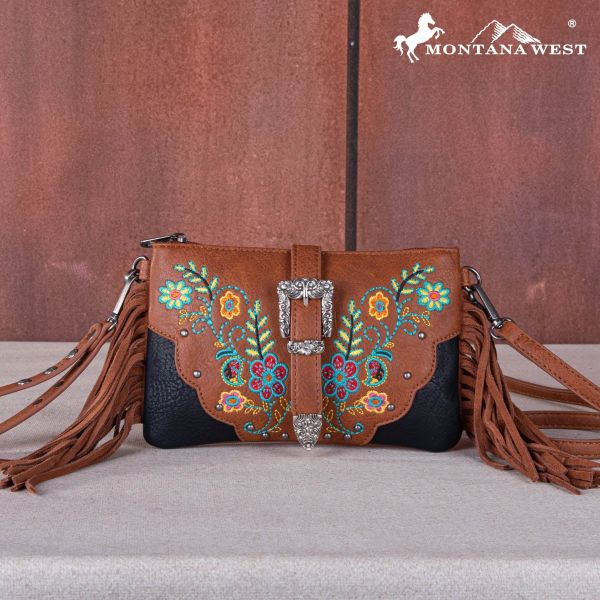 MW1252-181 BR Montana West Buckle Collection Clutch/Crossbody