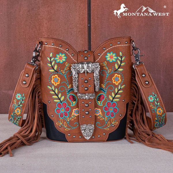 MW1252-8573 BR Montana West Buckle Collection Crossbody