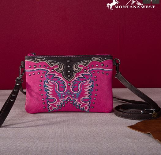 MW1253-181 HPK Montana West Embroidered Collection Clutch/Crossbody