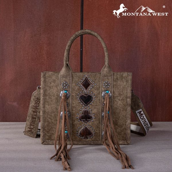 MW1255-8120S KH  Montana West Concho Tassel Tote/Crossbody