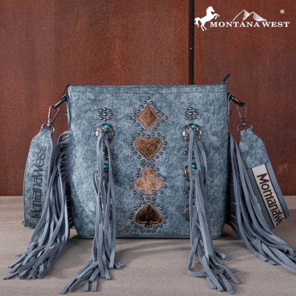 MW1255-9360 JN  Montana West Concho Tassel Tote/Crossbody